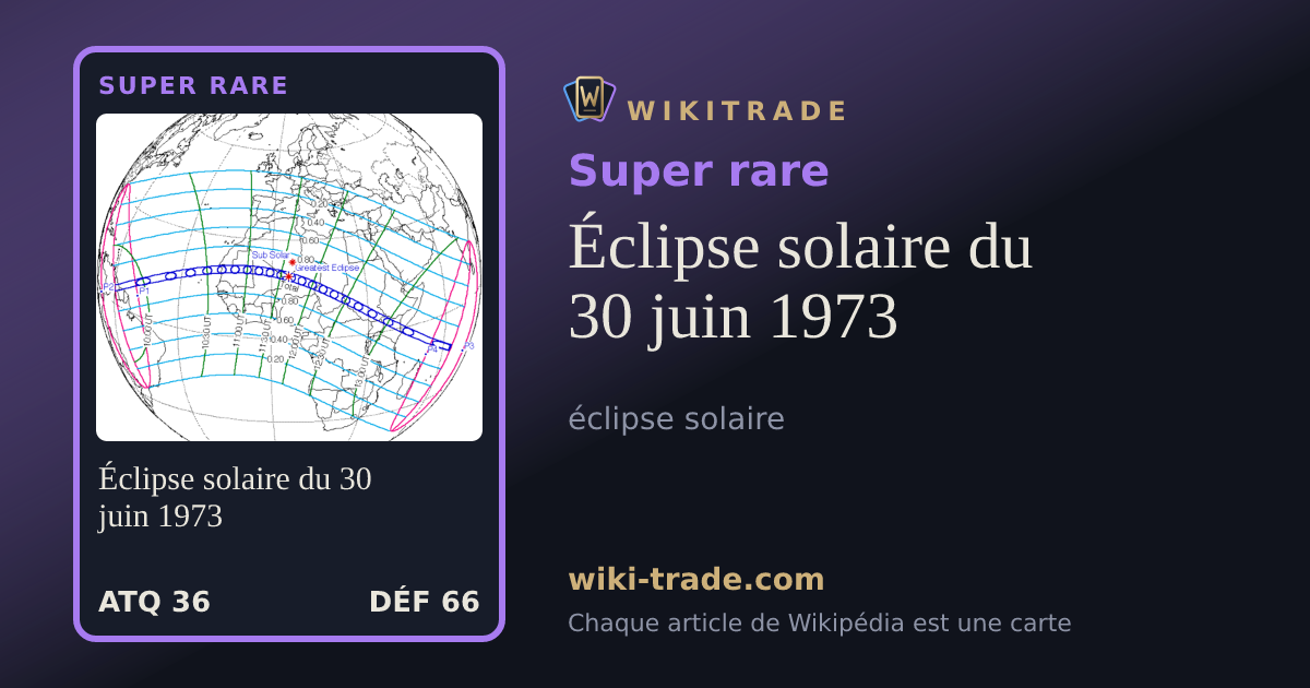 Éclipse solaire du 30 juin 1973 — carte Super rare