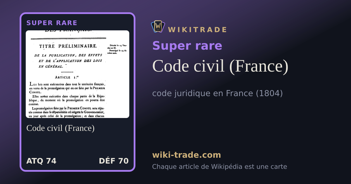 Code civil (France) — carte Super rare