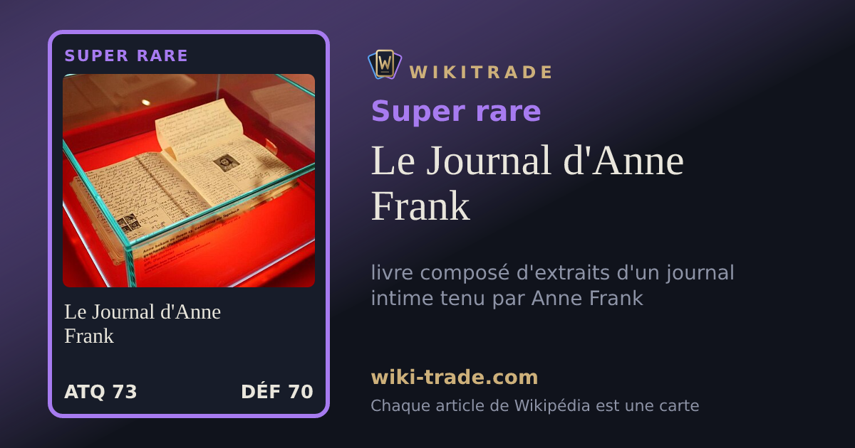 Le Journal d'Anne Frank — carte Super rare