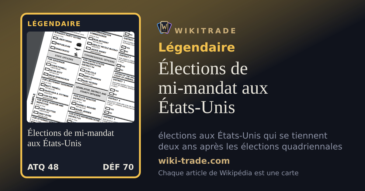 Élections de mi-mandat aux États-Unis — carte Légendaire