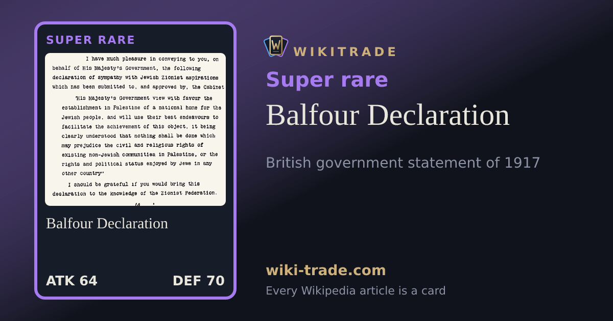 Balfour Declaration — Super rare card