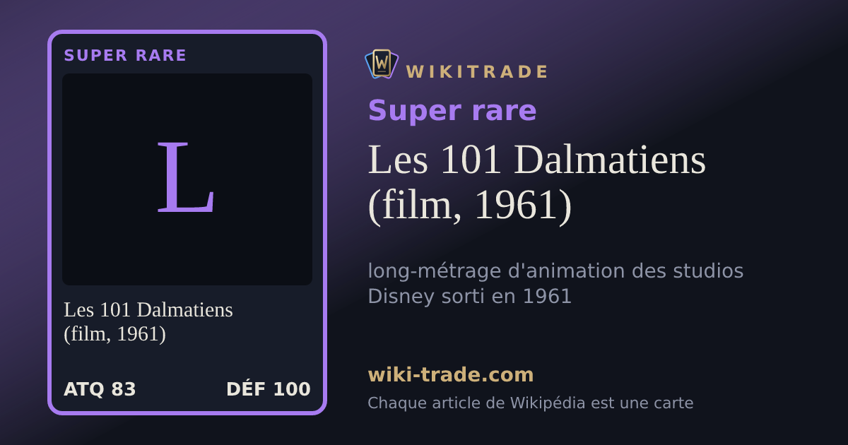 Les 101 Dalmatiens (film, 1961) — carte Super rare