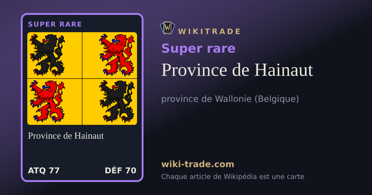 Province de Hainaut — carte Super rare