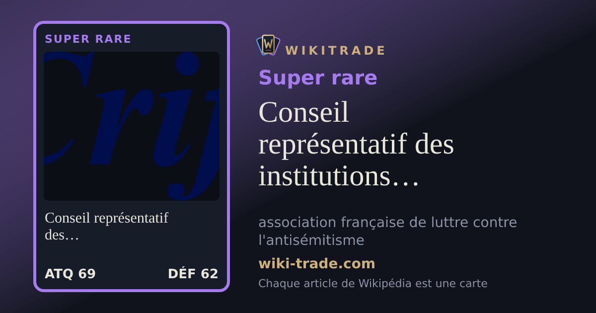 Conseil représentatif des institutions juives de France — carte Super rare