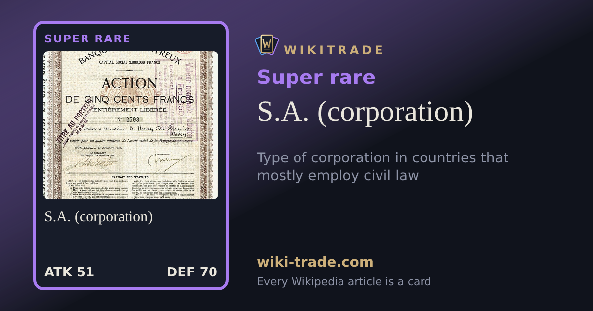 S.A. (corporation) — Super rare card
