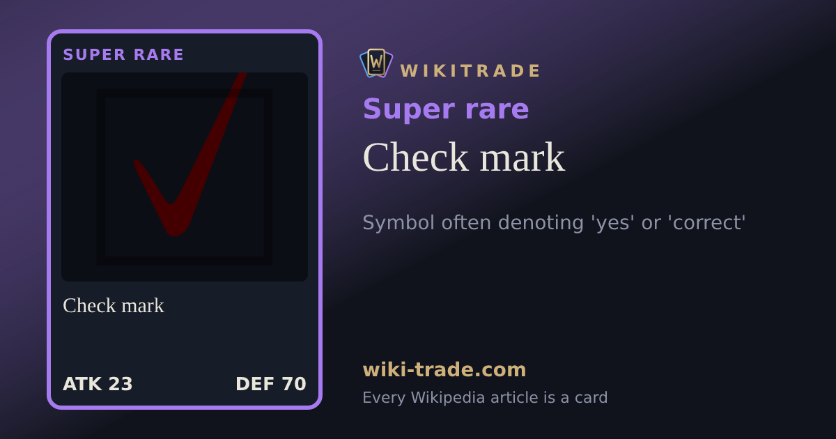 Check mark — Super rare card