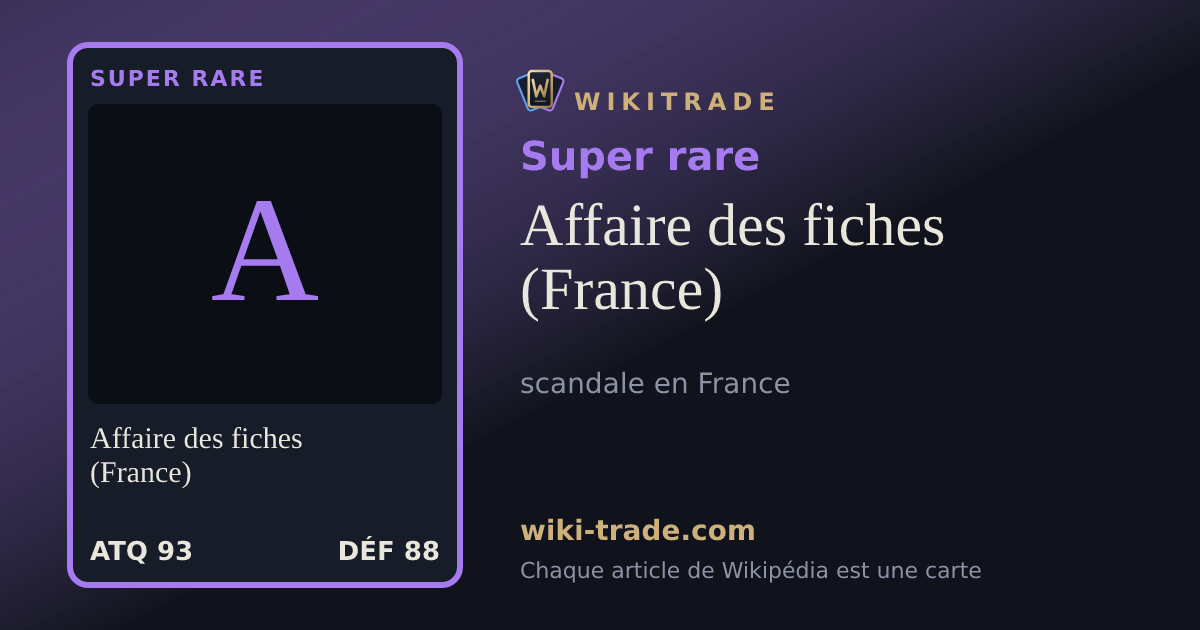 Affaire des fiches (France) — carte Super rare