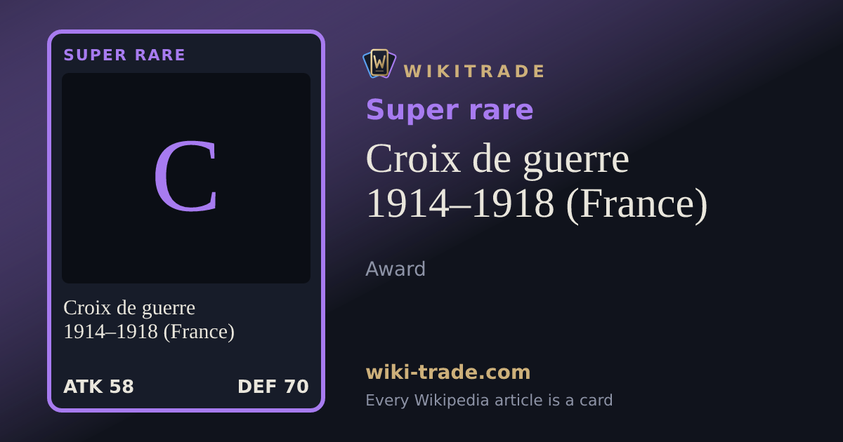 Croix de guerre 1914–1918 (France) — Super rare card