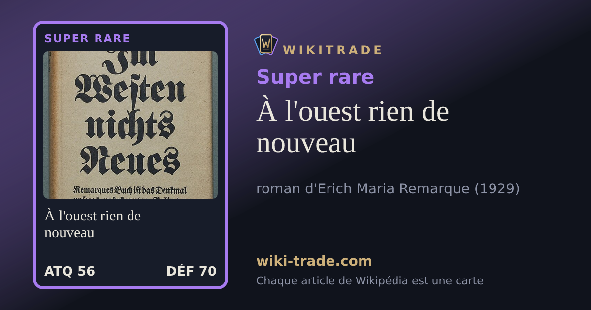 À l'ouest rien de nouveau — carte Super rare