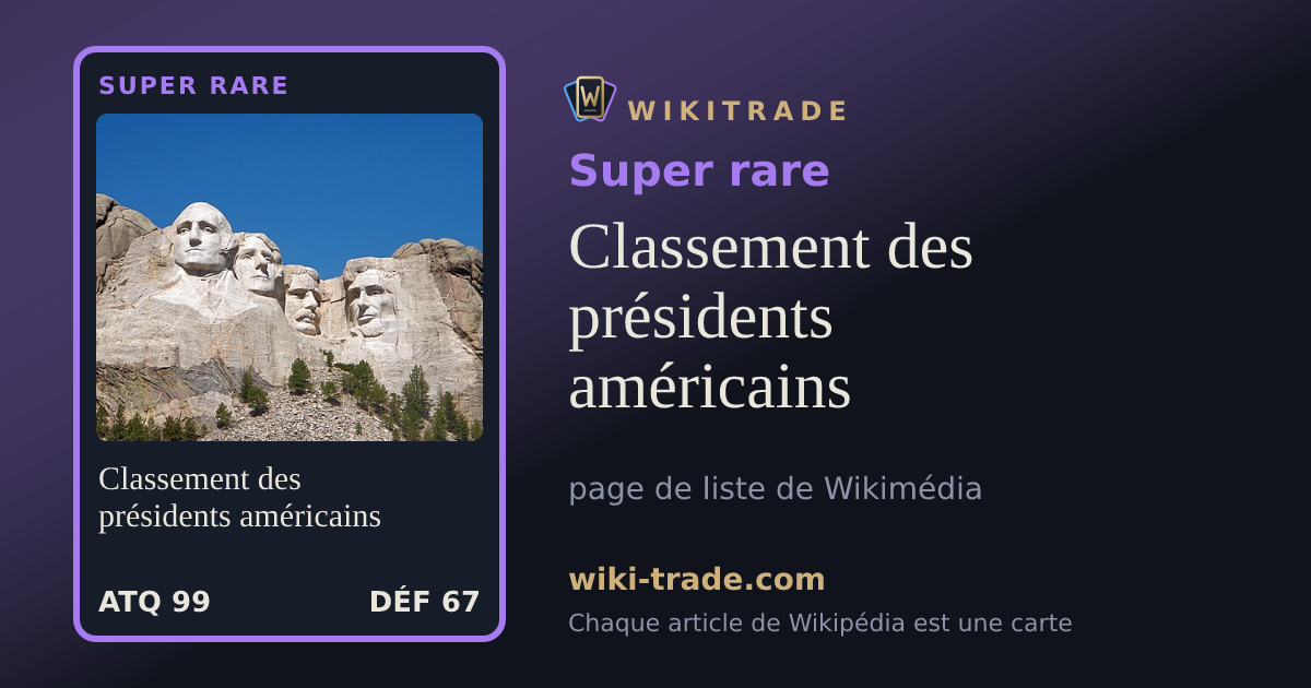 Classement des présidents américains — carte Super rare