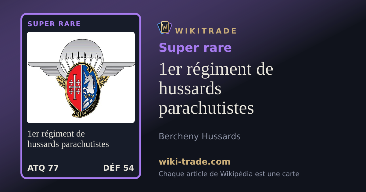 1er régiment de hussards parachutistes — carte Super rare
