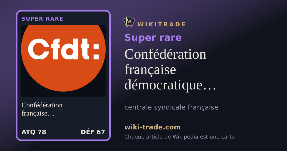 Confédération française démocratique du travail — carte Super rare