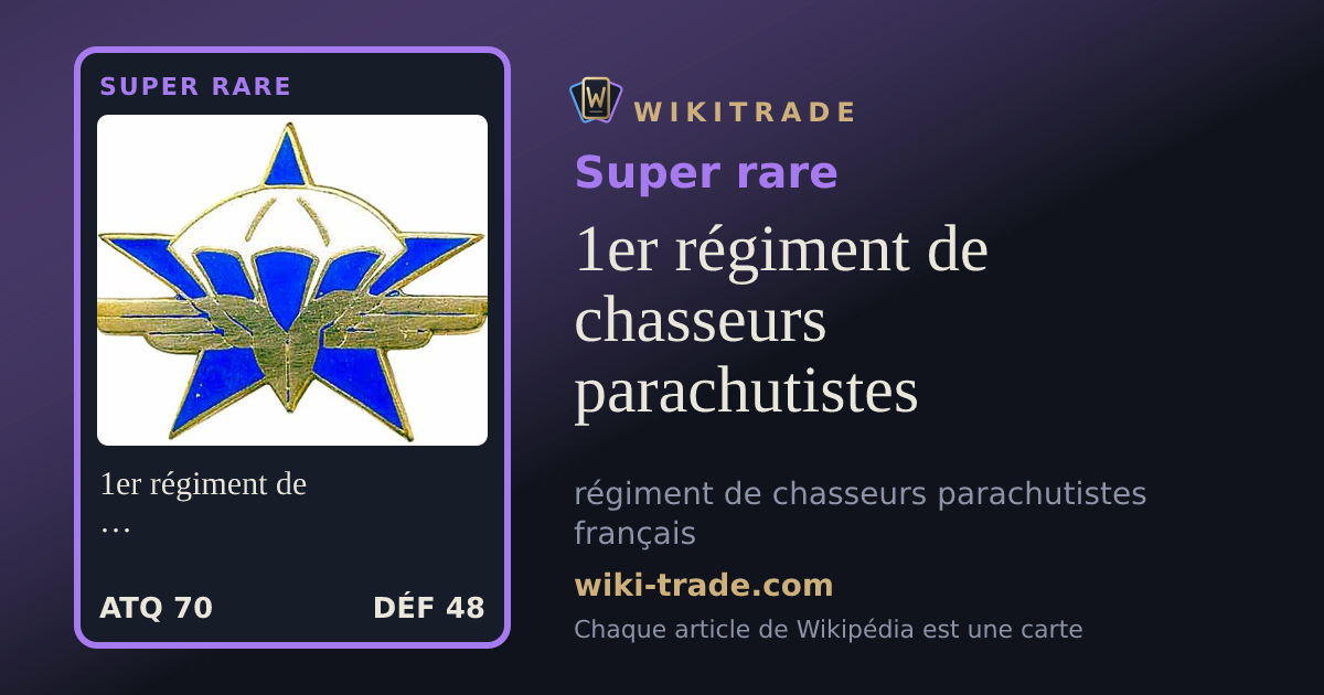 1er régiment de chasseurs parachutistes — carte Super rare