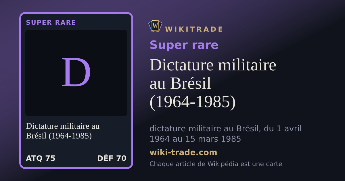 Dictature militaire au Brésil (1964-1985) — carte Super rare