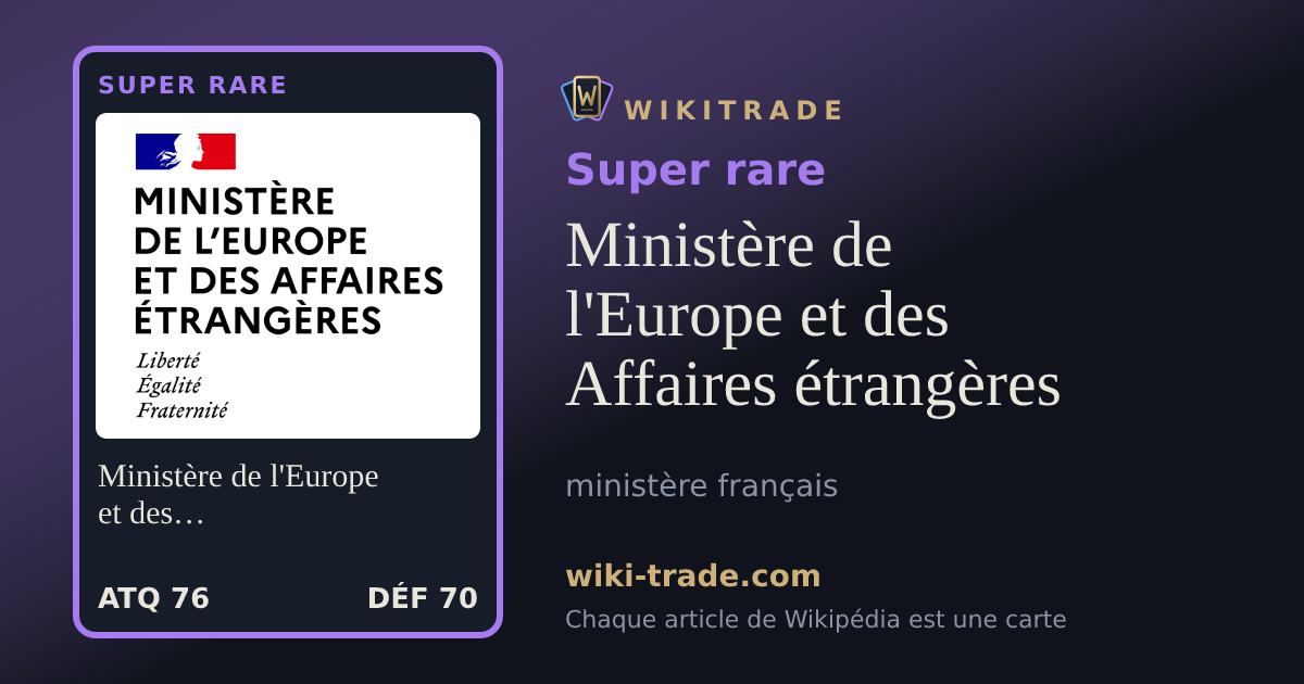 Ministère de l'Europe et des Affaires étrangères — carte Super rare