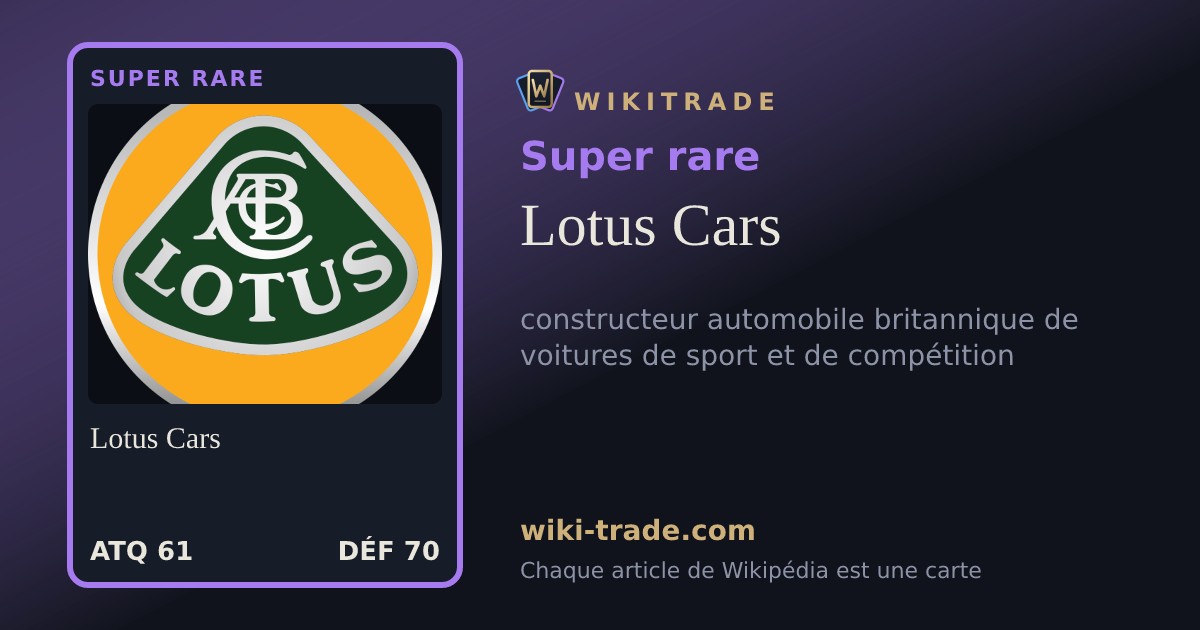 Lotus Cars — carte Super rare