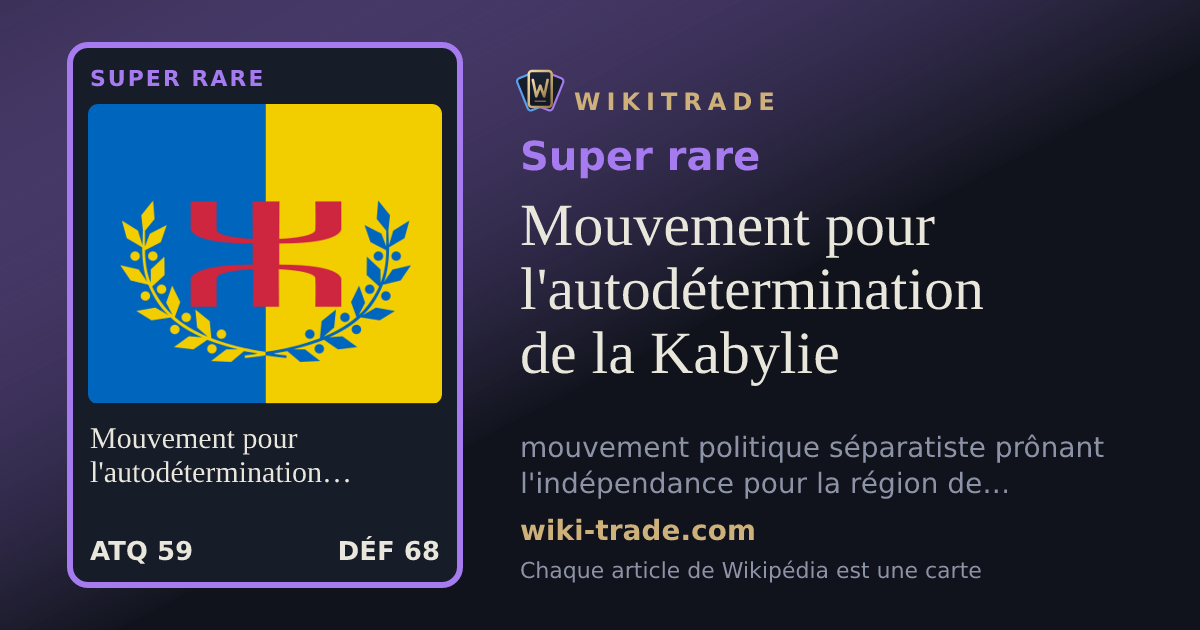 Mouvement pour l'autodétermination de la Kabylie — carte Super rare