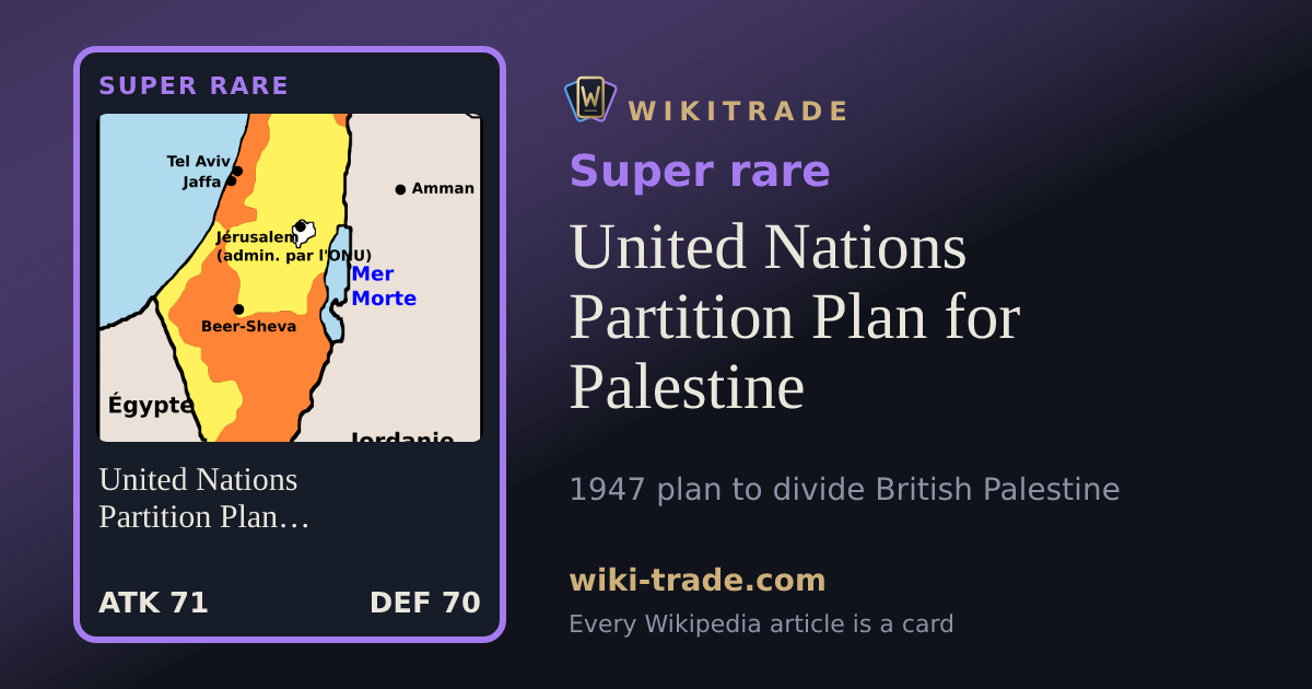 United Nations Partition Plan for Palestine — Super rare card