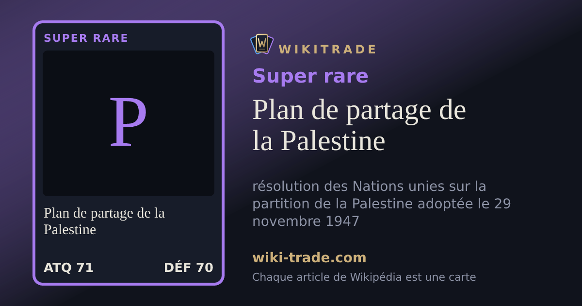 Plan de partage de la Palestine — carte Super rare