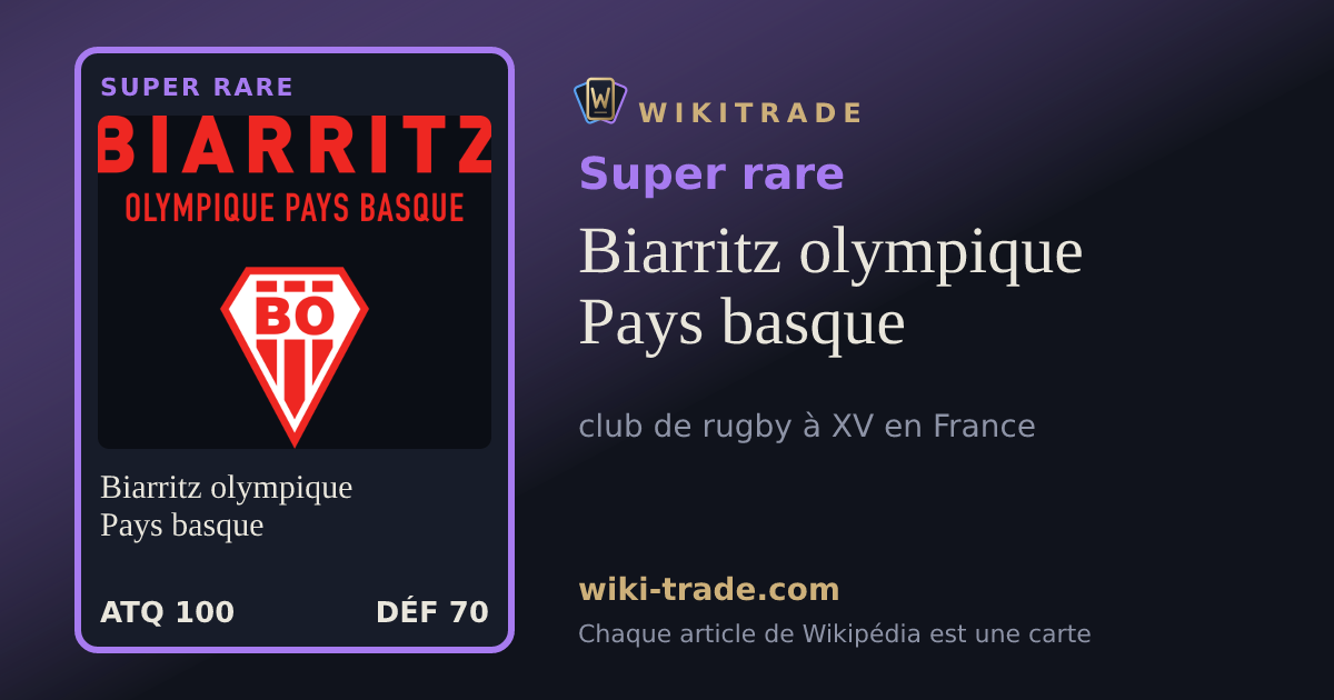 Biarritz olympique Pays basque — carte Super rare