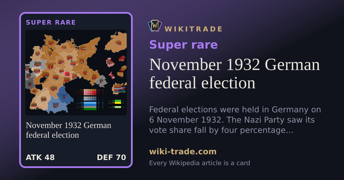 November 1932 German federal election — Super rare card