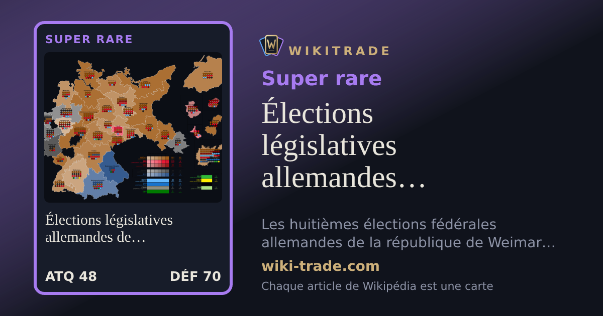 Élections législatives allemandes de novembre 1932 — carte Super rare