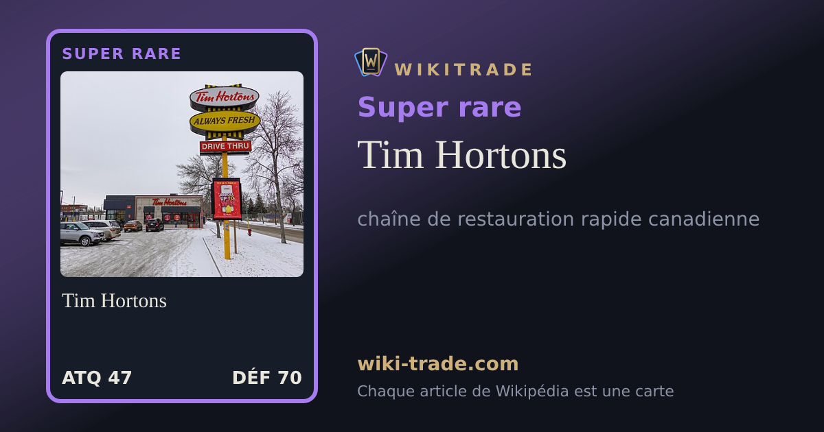 Tim Hortons — carte Super rare