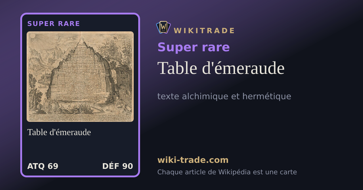 Table d'émeraude — carte Super rare
