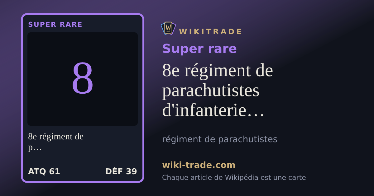 8e régiment de parachutistes d'infanterie de marine — carte Super rare