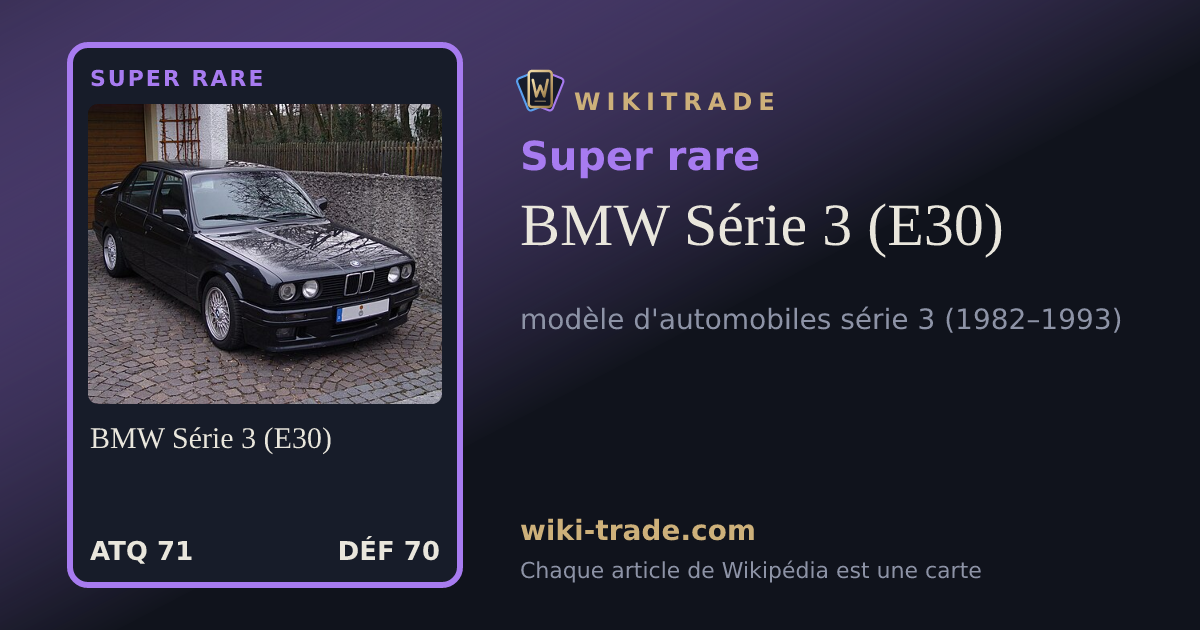 BMW Série 3 (E30) — carte Super rare