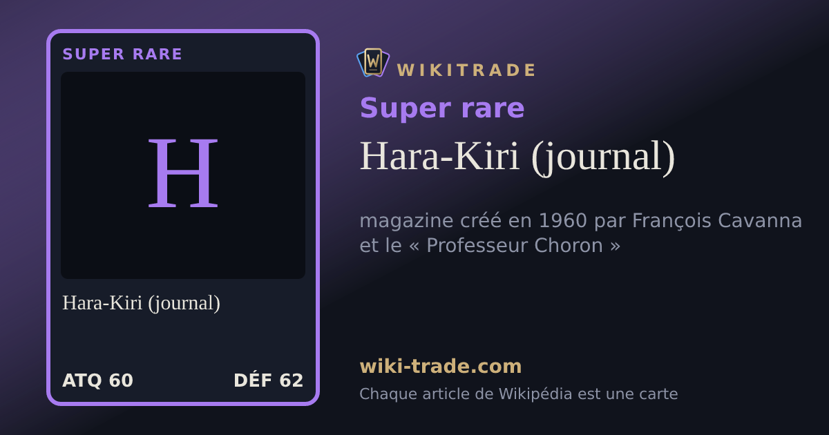 Hara-Kiri (journal) — carte Super rare