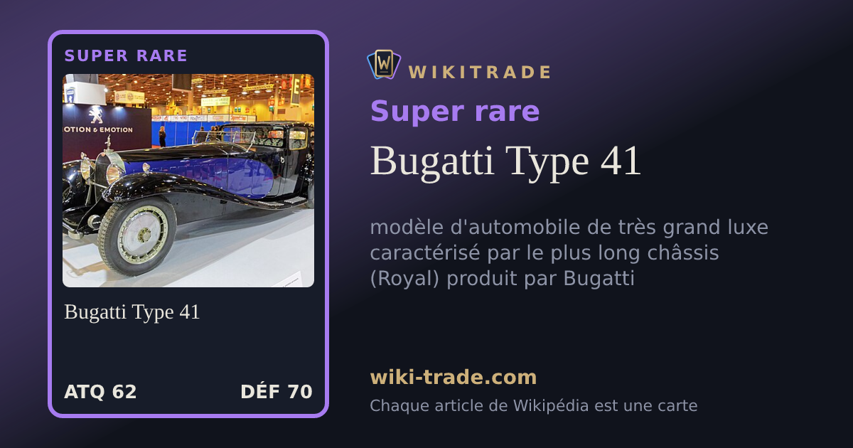 Bugatti Type 41 — carte Super rare