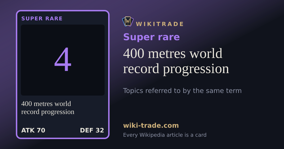 400 metres world record progression — Super rare card