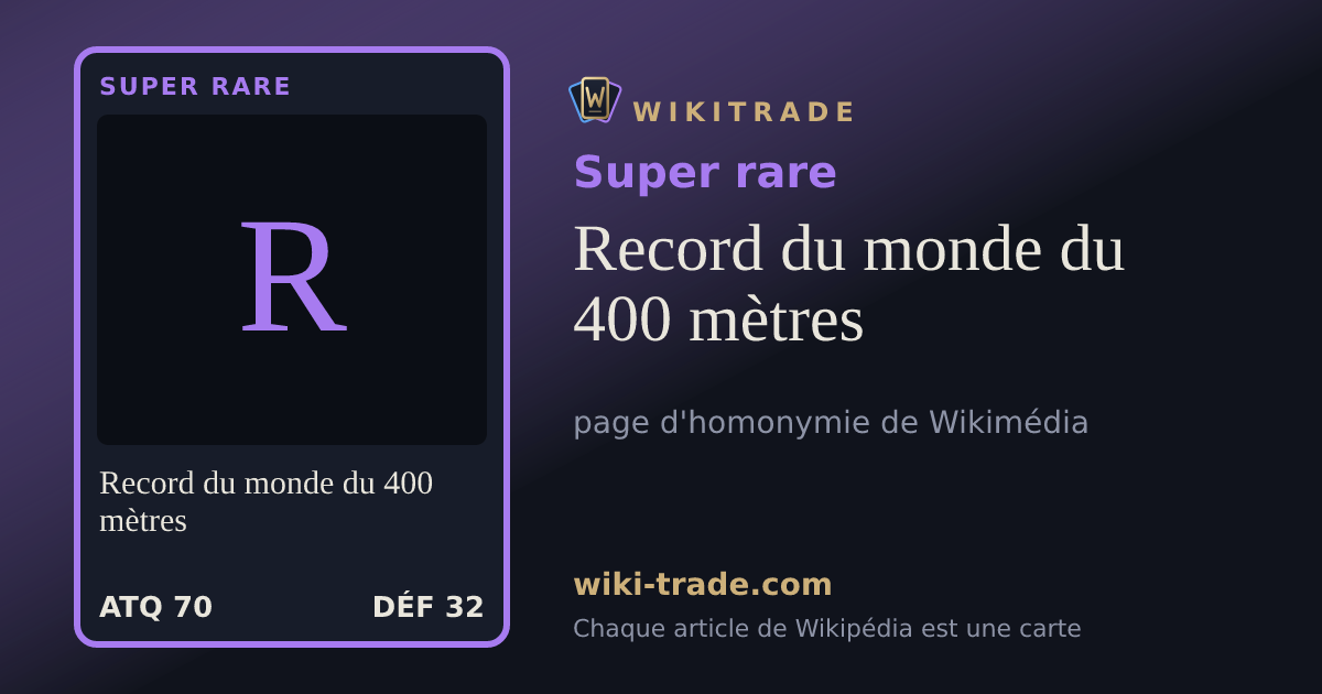 Record du monde du 400 mètres — carte Super rare
