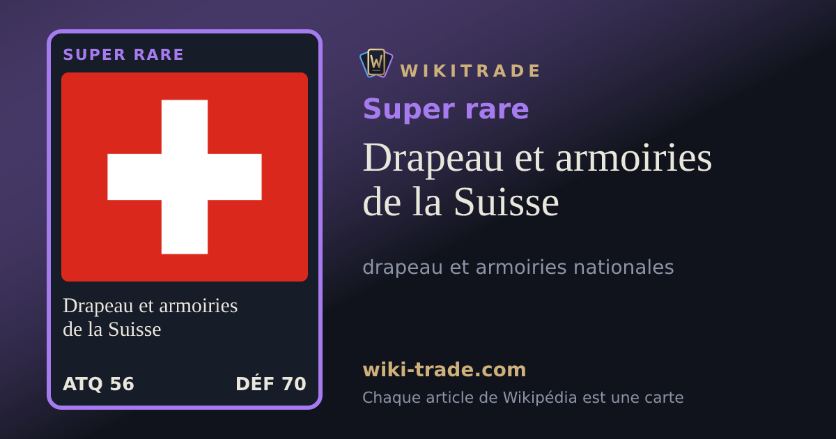 Drapeau et armoiries de la Suisse — carte Super rare