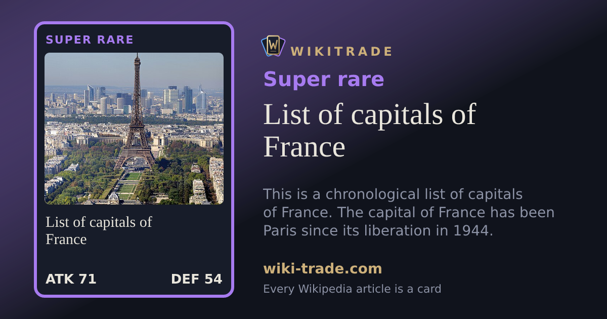 List of capitals of France — Super rare card
