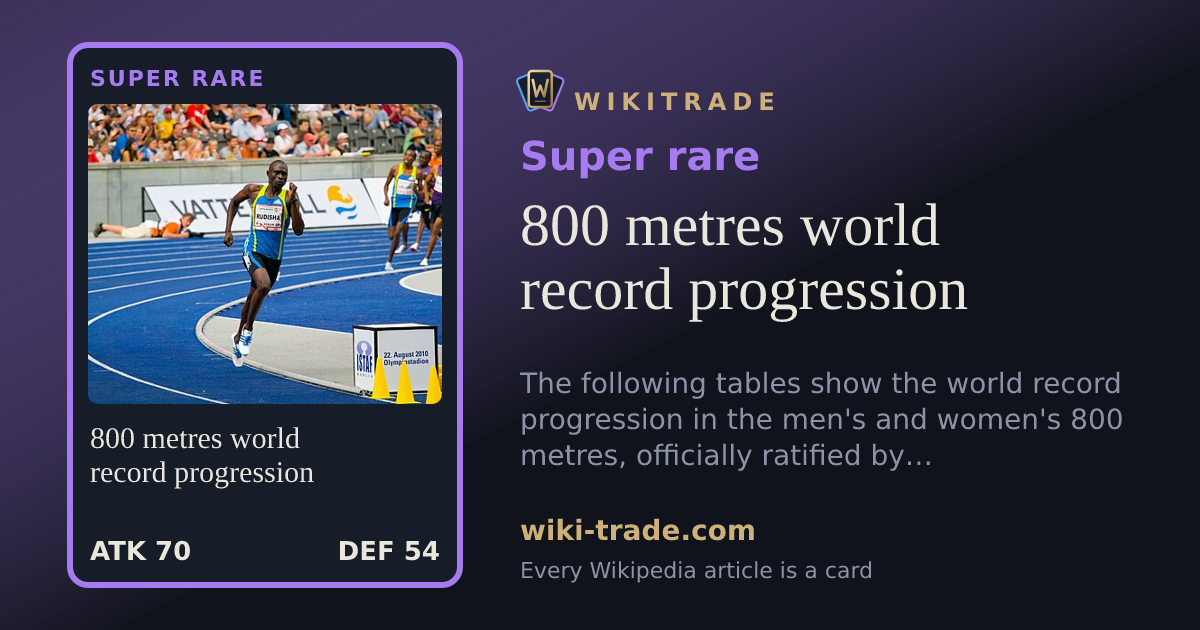 800 metres world record progression — Super rare card
