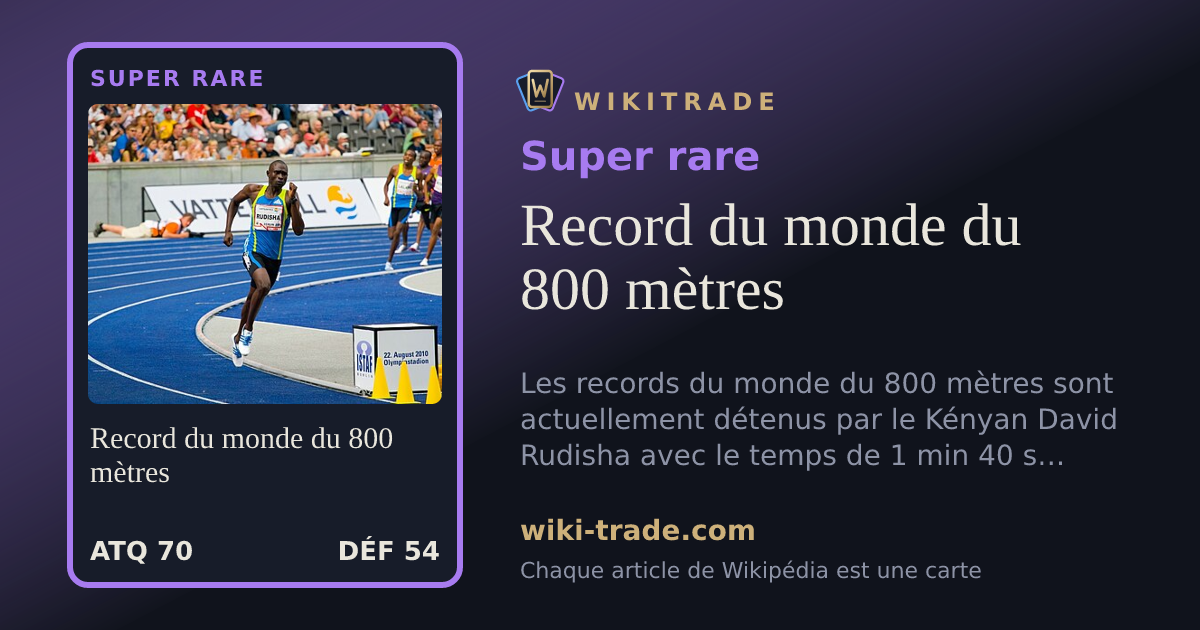 Record du monde du 800 mètres — carte Super rare