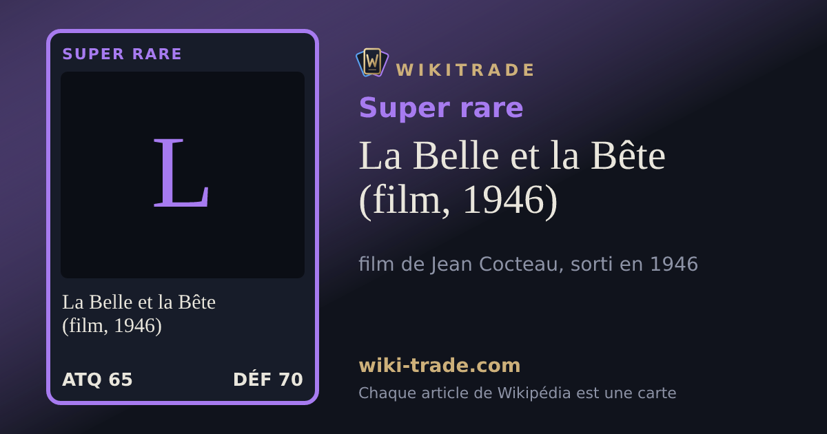 La Belle et la Bête (film, 1946) — carte Super rare