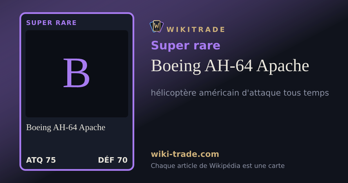 Boeing AH-64 Apache — carte Super rare
