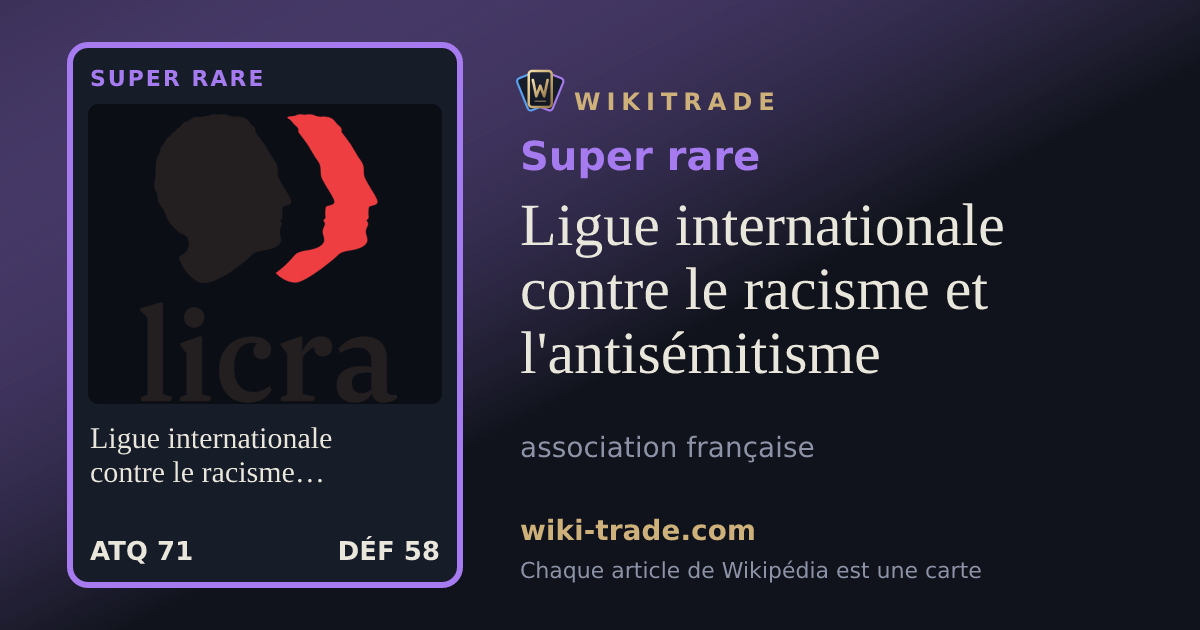 Ligue internationale contre le racisme et l'antisémitisme — carte Super rare