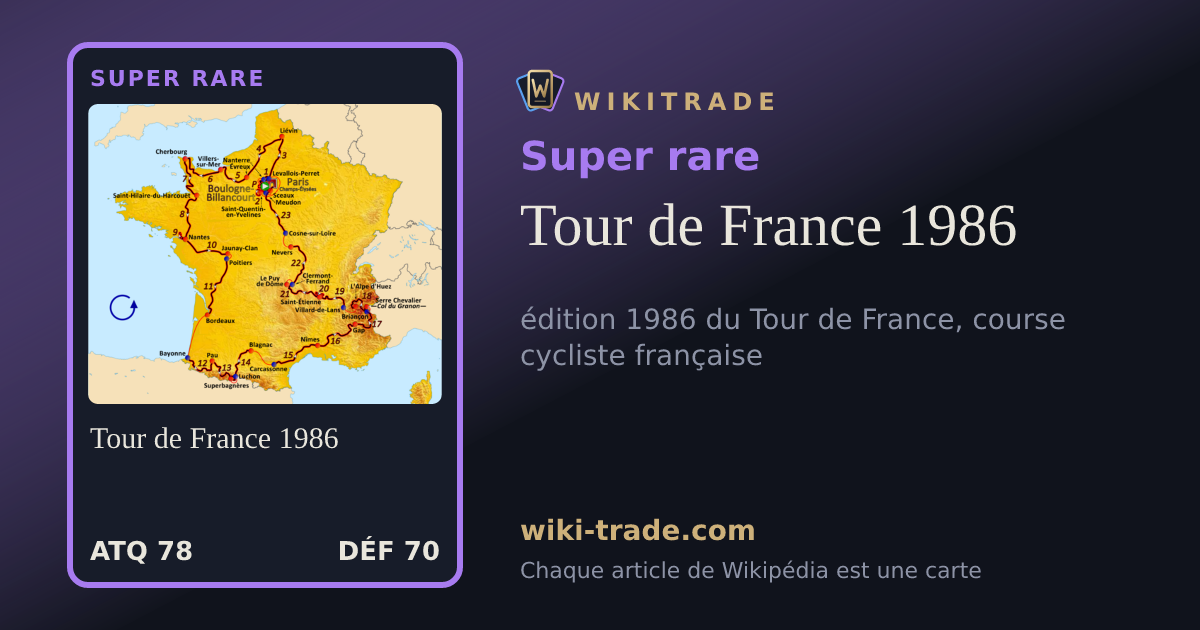Tour de France 1986 — carte Super rare