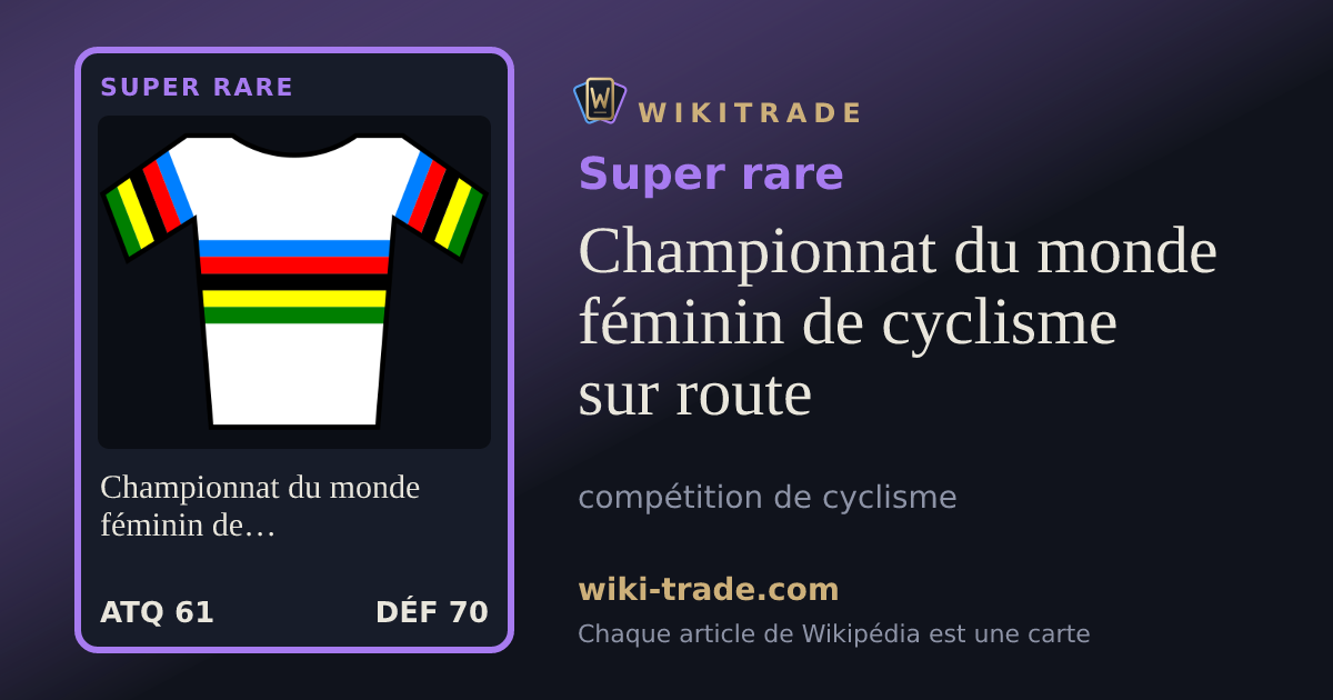 Championnat du monde féminin de cyclisme sur route — carte Super rare