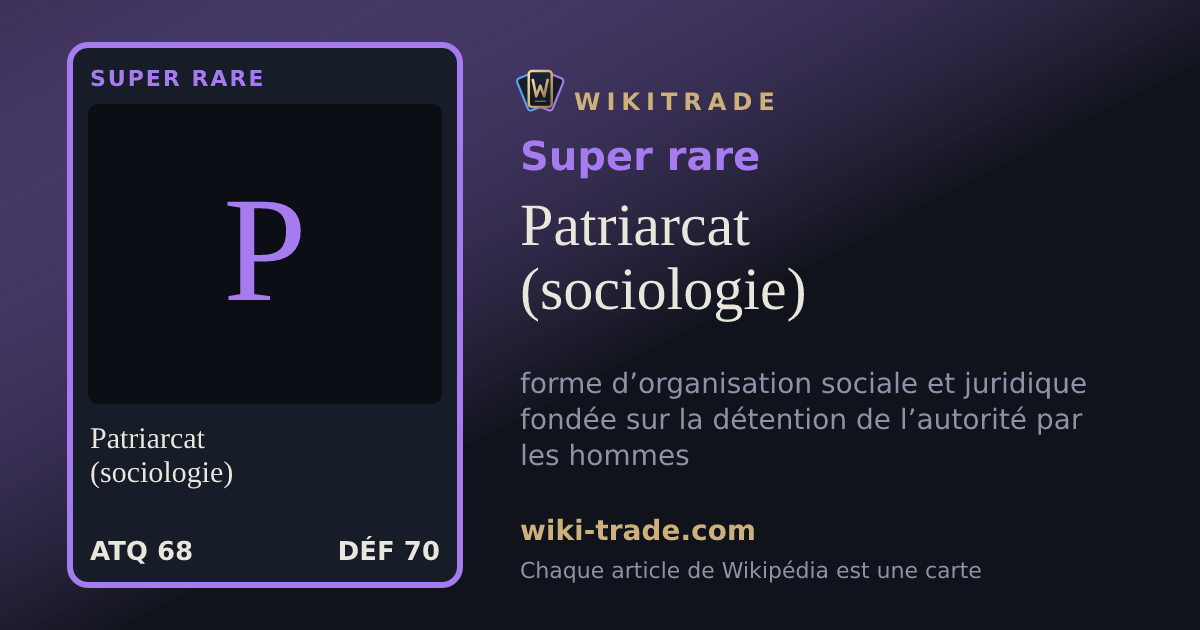Patriarcat (sociologie) — carte Super rare