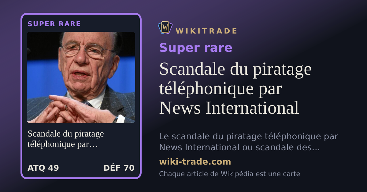 Scandale du piratage téléphonique par News International — carte Super rare
