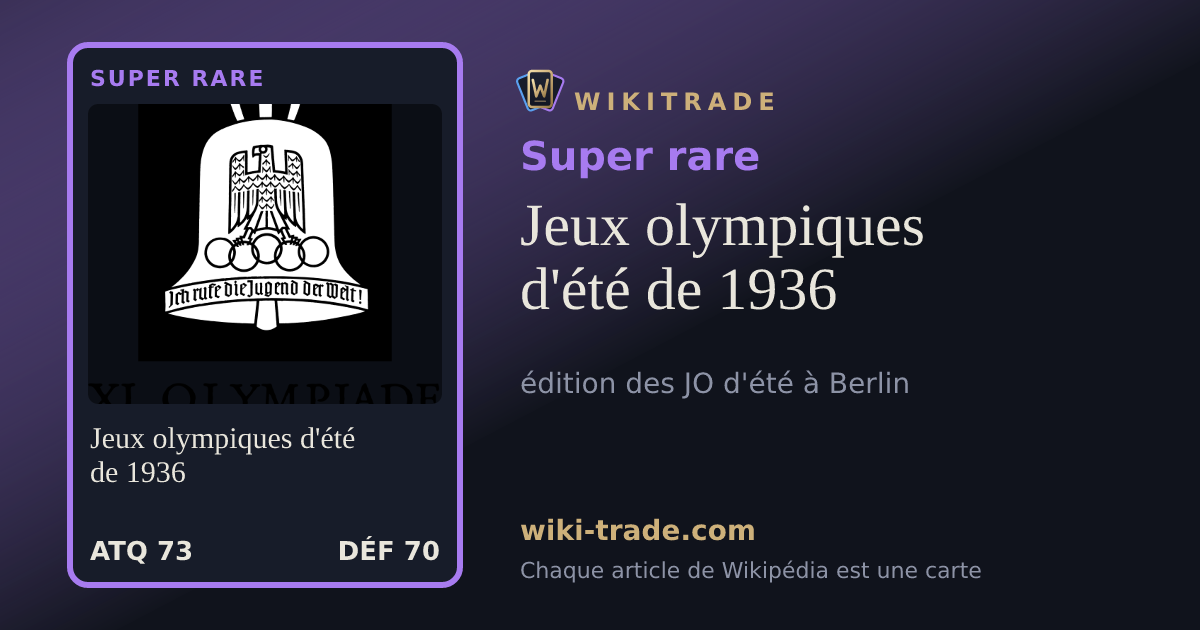 Jeux olympiques d'été de 1936 — carte Super rare