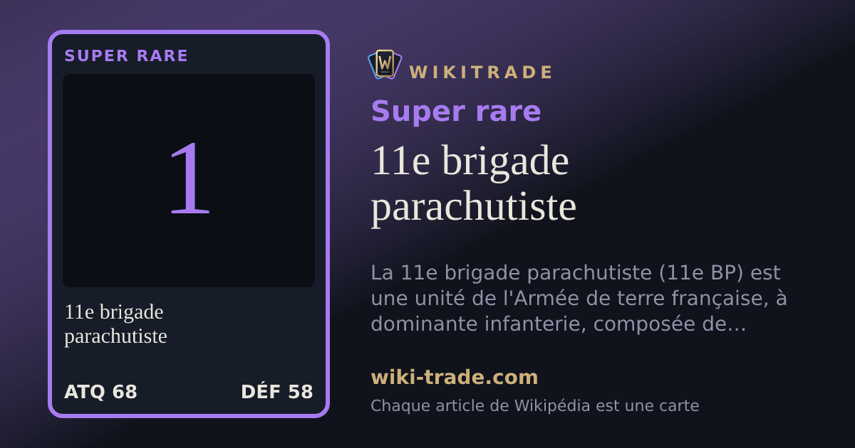 11e brigade parachutiste — carte Super rare