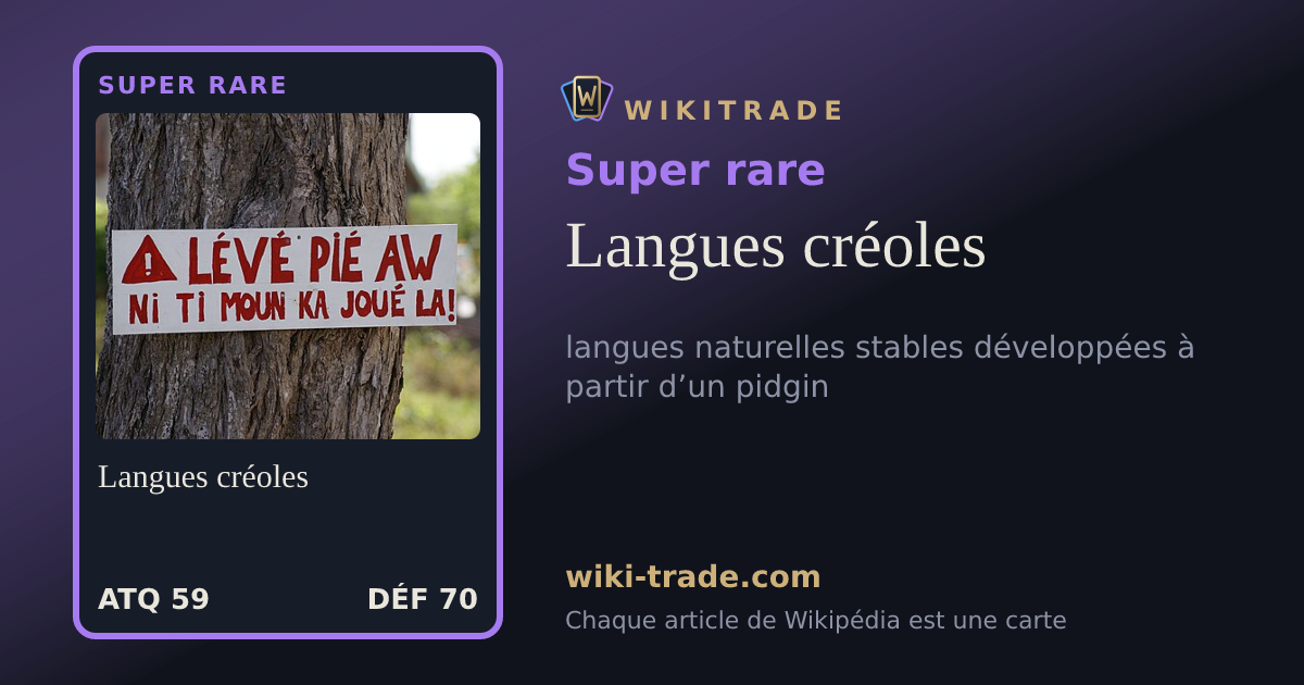Langues créoles — carte Super rare