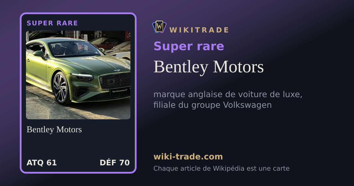 Bentley Motors — carte Super rare