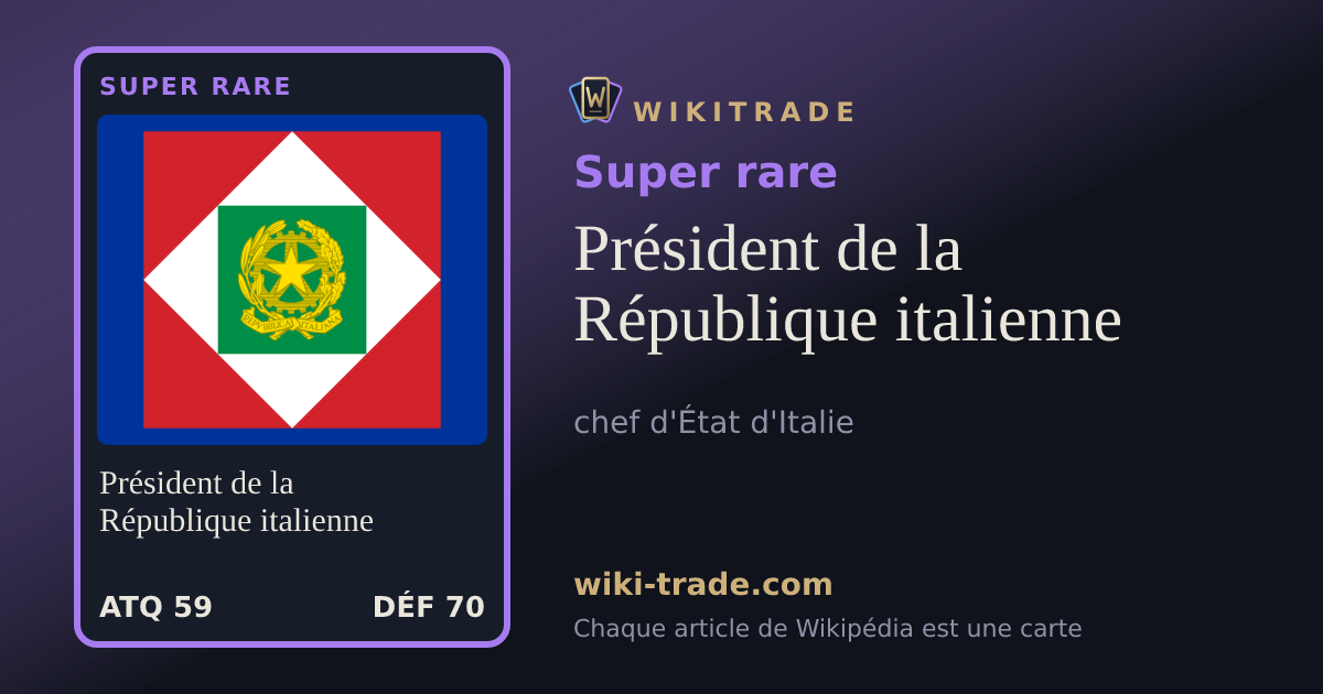 Président de la République italienne — carte Super rare